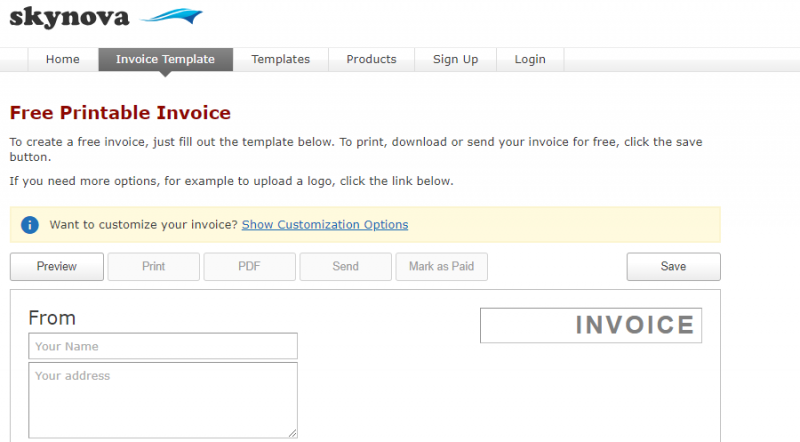 Skynova invoicing software